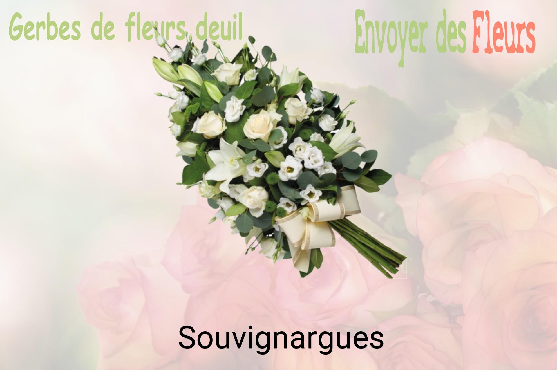 Gerbe de fleurs de deuil livrée à Souvignargues